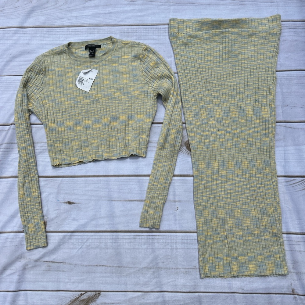 Forever 21 Yellow and Gray Knit Top